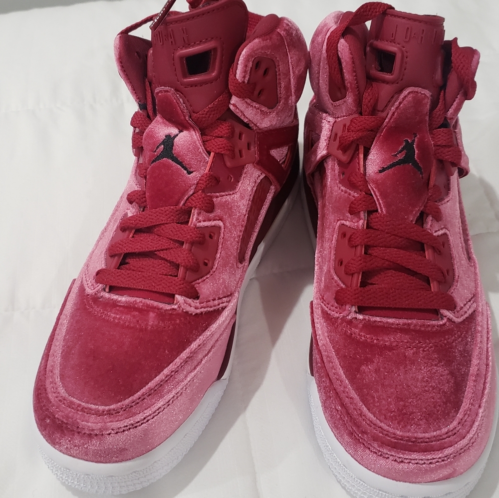 Pink Velvet Jordan's Spizike (Noble Red). GS size US 7Y